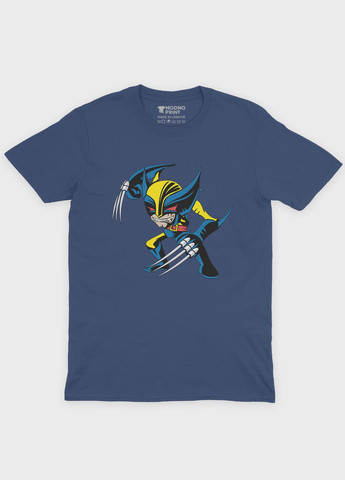 Темно-синя демісезонна футболка для хлопчика з принтом супергероя - росомаха (ts001-1-nav-006-021-002-b) Modno