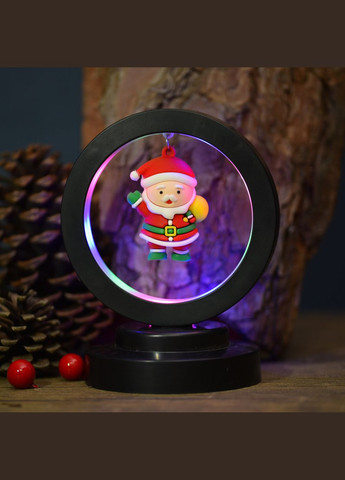 Світильник з Сантою в кільці з підсвічуванням | Новорічний LED декор No Brand (346440121)