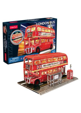 Пазл Cubic Fun Трехмерная головоломка-конструктор City Line Лондонский автобус с LED подсветкой (L538h) CubicFun Тривимірна головоломка-конструктор City Line Лондо (366157842)