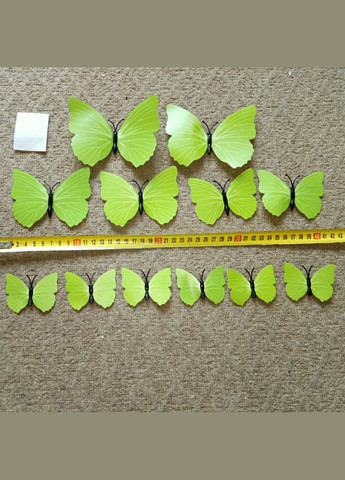 3D бабочки наклейки с магнитами салатовые 12 штук Б144 No Brand (324271517)