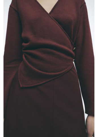 Бордова сукня міді на запах Zara