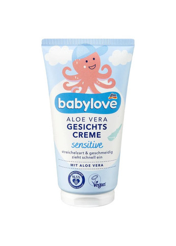 Крем для чувствительной кожи новорожденных из алоэ Gesichtscreme Aloe Vera Sensitiv 75 мл от DM (Германия) BabyLove (363053135)