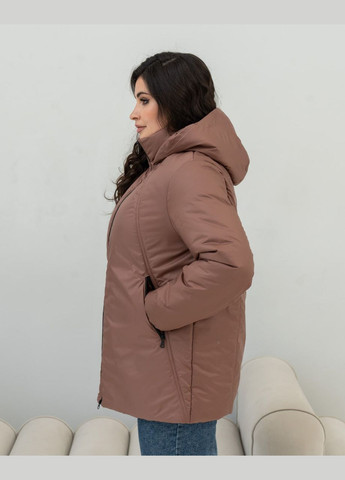 Темно-бежева демісезонна жіноча демісезонна куртка великого розміру SK