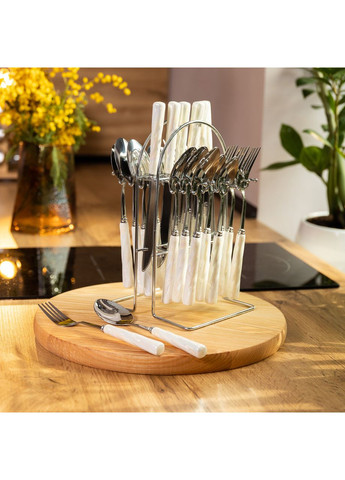 Набор столовых приборов на подставке 24 предмета столовый набор на 6 персон с серебром HP-20-50 Yiwu (370974008)
