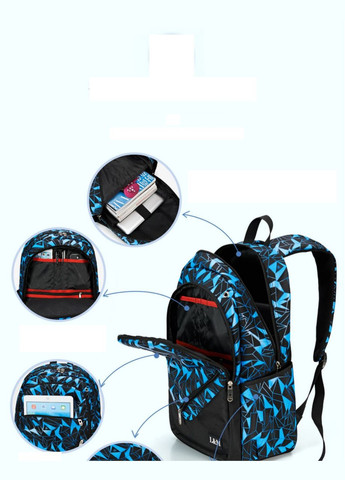 Рюкзак черный с синими треугольниками L&L (270016459)