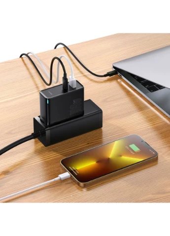 Сетевое зарядное устройство GaN5 Pro Fast Charger C+U 100W (Cable Type-C to Type-C 100W(20V/5A) 1m) Black (CCGP090201) Baseus GaN5 Pro Fast Charge (372684251)