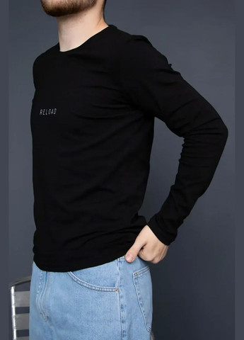 Чоловічий лонгслів Rove чорного кольору Reload напис чорний