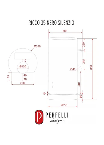 Вытяжка Design Ricco 35 Nero Silenzio PERFELLI (400978793)