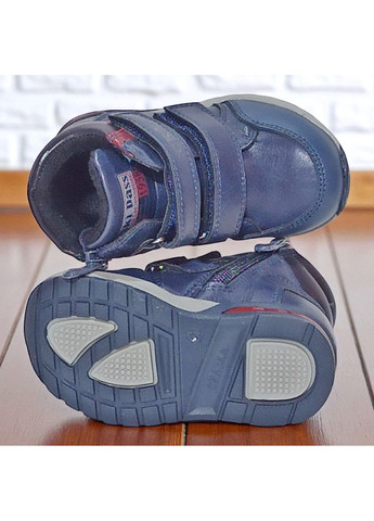 Синие спортивные, повседневные осенние ортопедические демисезонные утепленные ботинки на липучках хайтопы на флисе казка L&D