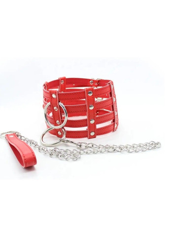 Нашийник з поводком-ланцюжком Collar with chain leash red DS Fetish (292011249)