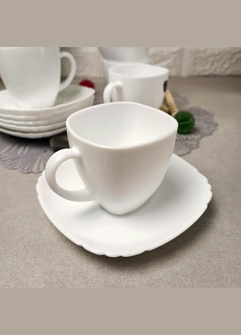 Білий квадратний чайний сервіз Lotusia White 6х200 мл Luminarc (303209392)