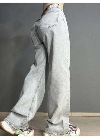 Джинси жіночі 2775 STRAIGHT FIT прямі вільні з розрізом і стразами сірі Its Basic - (340765946)