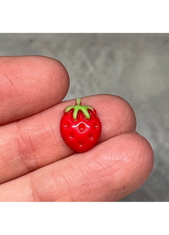 Набор пластикового декора-мини "Клубника", 0,9 см*1,2 см, цвет-красный, арт 018192, упаковка 5 шт No Brand (331345352)
