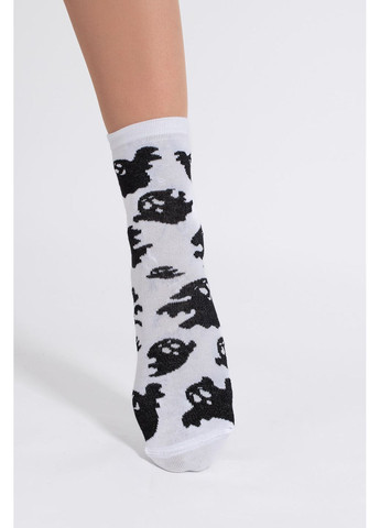 Білі жіночі бавовняні шкарпетки Giulia абстрактні (364990099)