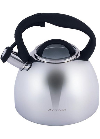 Чайник Whistling Kettle 2.7л з нержавіючої сталі зі свистком і скляною кришкою (чорна ручка) Kamille (372175233)
