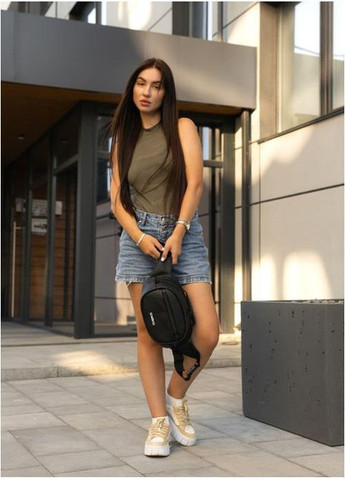 Сумка крос-боді через плече з екошкіри жіноча для документів та для телефону середня Чорний 40358 Sambag (361970286)