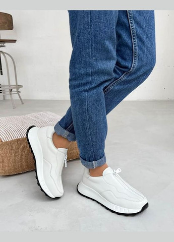 Кроссовки женские белые кожаные спортивные повседневные с молнией Viki кросівки белые лето (322319098)