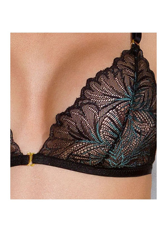 Комбінований демісезонний комплект з відкритим доступом deliena set s/m black, ліф, стрінги, пояс для панчіх Passion