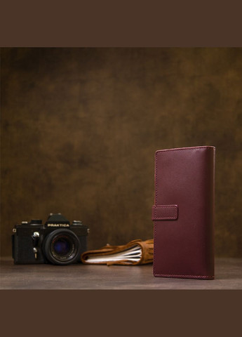 Жіноче портмоне з натуральної шкіри з кнопкою та відділенням на блискавці бордове (sku_11467) No Brand (328218622)