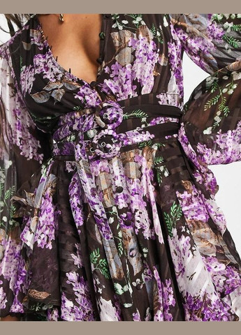 Коричнева сукня міні з квітами Asos
