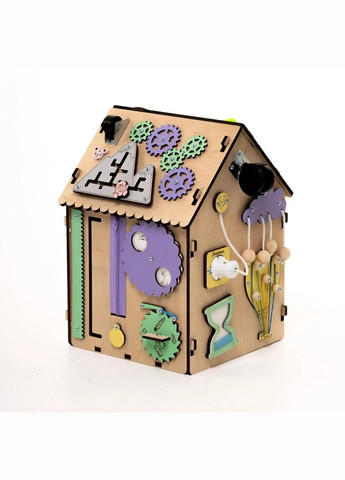 Бізібудинок бізікуб ігровий розвиваючий для дітей дерев'яний Натуральний 35х25х25 Handmade 213-001-0015 (345646813)