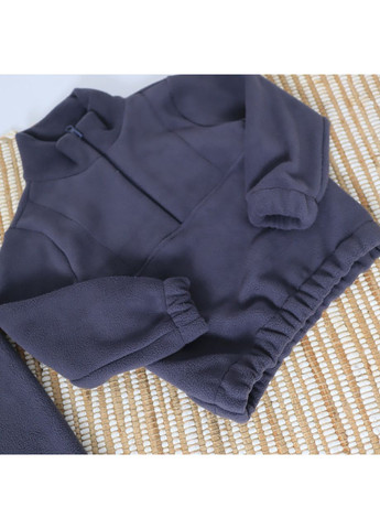 Темно-серый зимний детский теплый флисовый термо костюм (толстовка + штаны) темно-синий брючный No Brand