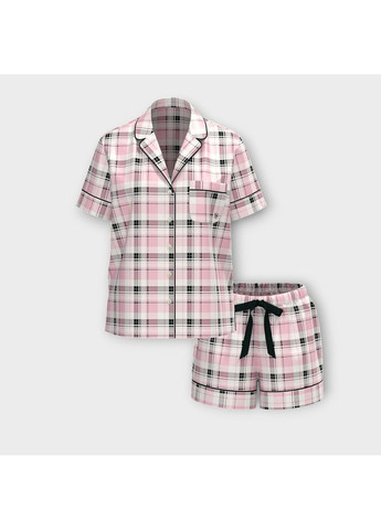 Рожева всесезон піжама з шортиками flannel short pajama set Victoria's Secret