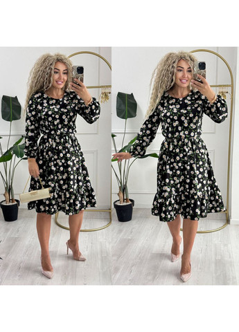 Чорна святковий, повсякденний, кежуал, ділова жіноча сукня з квітковим принтом а-силует Style Point з квітковим принтом
