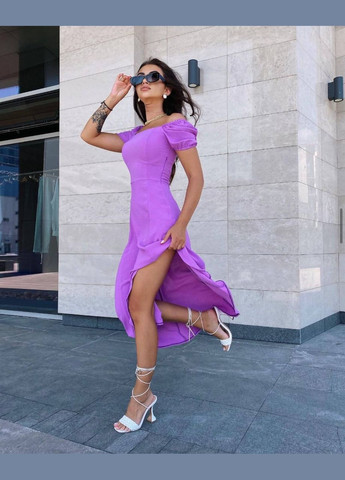 Сиреневое кэжуал женское платье FINO Mode однотонное