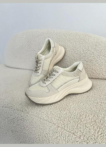 Женские стильные бежевые кроссовки (1954) No Brand бежевые демисезоны (321951900)