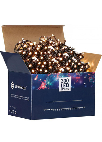 Гирлянда уличная (наружная) 24 м 300 LED + Flash CL0328 Warm White Springos (292253242)