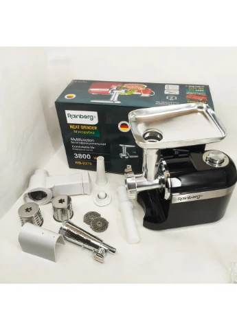 Мясорубка RB-2270 с реверсом и насадками для шинковки и колбас 3800Вт Black Rainberg (386480257)