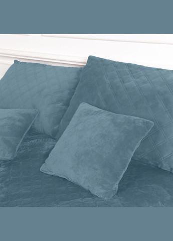 Покрывало Велюровое мягкое Синее размер 180х240 см ромб/круглый ТЕП (330033514)