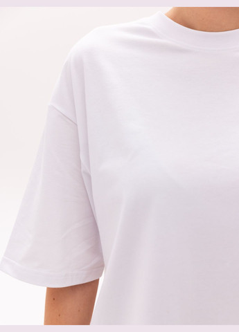 Белая летняя футболка оверсайз женская с коротким рукавом Роза