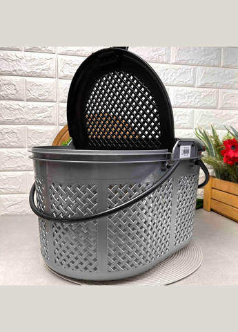 Серая корзина для пикника 22л с двумя крышками, SP-110 Irak Plastik (304422202)