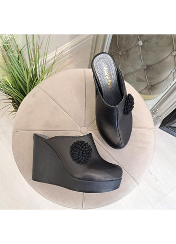 Черные сабо женские кожаные 38 черные 13011 Vasha para