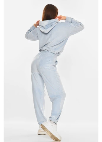 Костюм женский однотонный велюр голубого цвета Let's Shop (392666244)