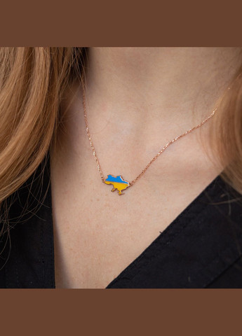 Кольє Карта України у червоному золоті (блакитна та жовта емаль) кол02357 43 Oniks (307840496)