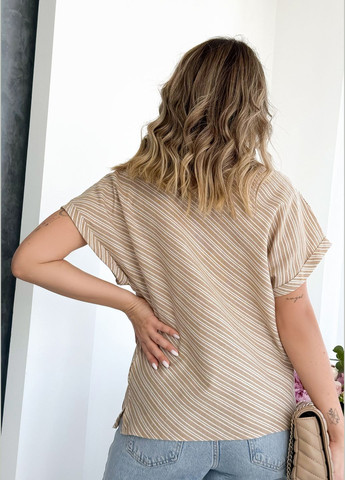 Бежевая удобная и дышащая блуза в актуальную полоску INNOE Блузка