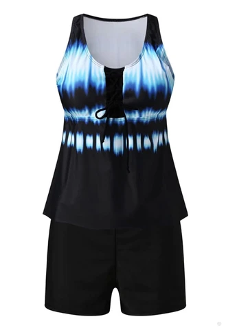 Чорний літній спортивний роздільний купальник tankini boyshort swimsuit (9395) FS