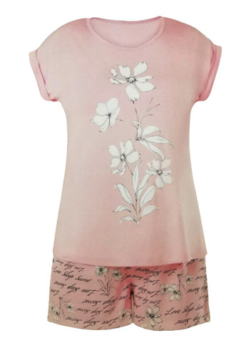 Пудровая пижама женская футболка + шорты Dominant