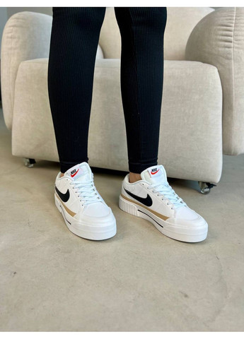 Белые демисезонные кроссовки мужские nike court legacy lift white найк коурт легаси No Brand
