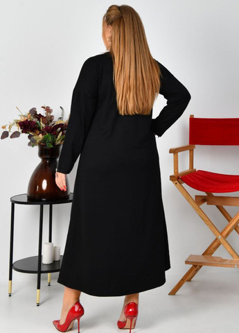 Черное повседневный повседневное меди платье со стразами и декоративной молнией а-силуэт Tik-Tak однотонное