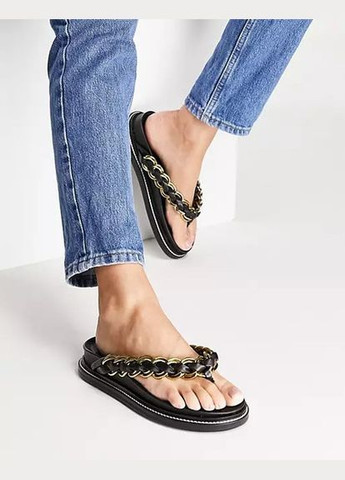 Шльопанці-в'єтнамки Asos festive premium leather chain flat sandals (291015249)