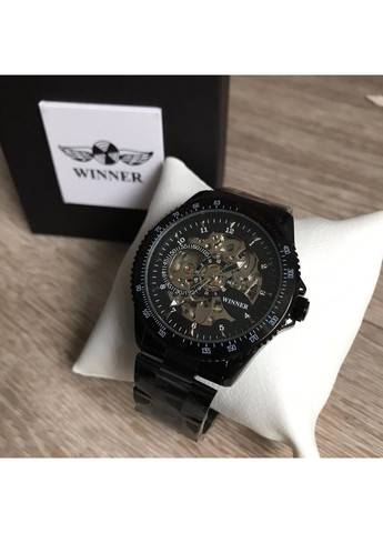 Оригінальний чоловічий наручний годинник механічний чорний сталевий стрілочний годинник для чоловіків аналоговий годинник Winner (363135682)