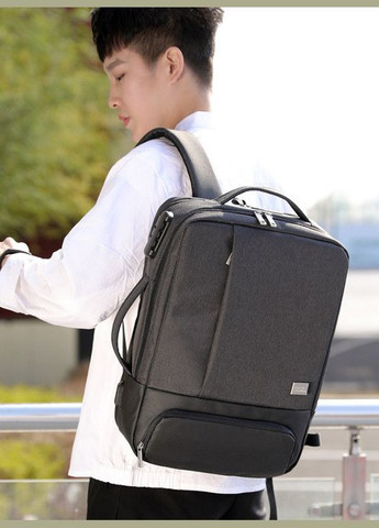 Сумка рюкзак трансформер для ноутбука 15,6" противоударный с USB и кодовым замком Черный (код: IBN035B) Digital (325449275)