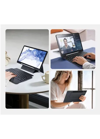 Чохол клавіатура Bluetooth 5.0 Keyboard для Samsung Galaxy Tab S10 Plus, S9 Plus, S9 FE Plus 12.4" Black Dux Ducis (405204267)