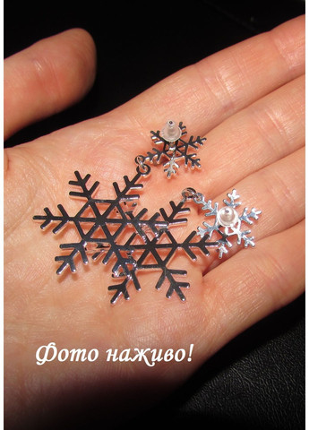 Стильні сріблясті сережки новорічні сніжинки, 1659 No Brand (367960479)