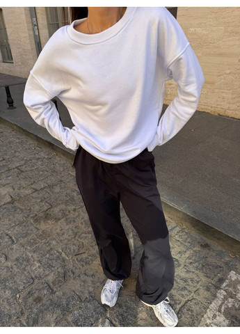 Білий жіночий світшот оверсайз однотонний без декору (366422621)