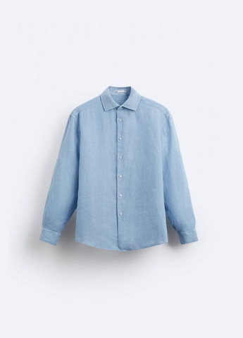 Сорочка Zara лляна 5657 387 SKY BLUE (278235249)